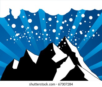 Abstract winter mountain background, vector illustration