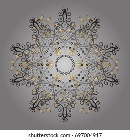 Abstract winter ornament. Isolated cute snowflakes on colorful background. Round vector snowflake. Vector illustration. Fine snowflake.