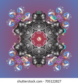 Abstract winter ornament. Vector illustration. Fine snowflake. Isolated cute snowflakes on colorful background. Round vector snowflake.
