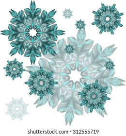 Abstract winter pattern with snowflakes. Stock vector.