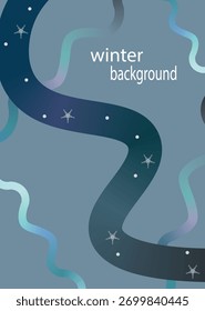 Cartel abstracto del invierno de la onda vibrante de la línea del color del gradiente de las Formas Fondo de pantalla móvil del fondo de las vacaciones de invierno con los copos de nieve. Tarjeta de felicitación de diseño de tarjeta de invierno o Anuncio.