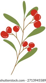 Abstrakte Winter Red Berry Cluster Illustration auf Stamm