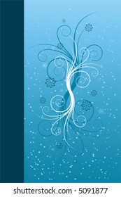 Abstract winter scrolls with snowflake and flowers