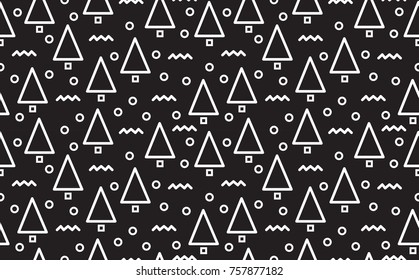 Abstract winter seamless pattern with christmas tree  and snow. Geometric style. Vector.