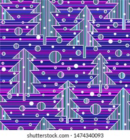 Abstract winter seamless pattern with silhouette of Christmas trees. New Year illustration.