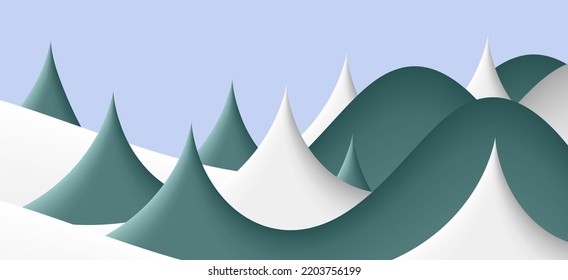 abstract winter season wavy background, 3d layers landscape