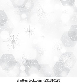 Abstract winter silver snowflakes background 