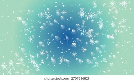 Abstract winter snow background with falling snowflakes and bokeh effect