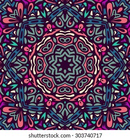 Abstract winter snowflake vector ethnic tribal pattern