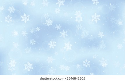 Abstract winter with snowflakes background of vector
