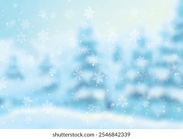 Abstract winter with snowflakes background of vector