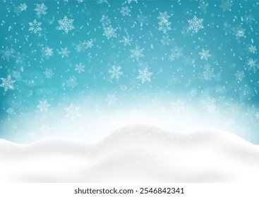 Abstract winter with snowflakes background of vector