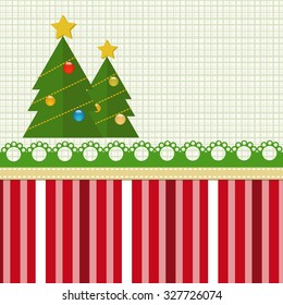 Abstract winter template for Christmas card with cute Christmas tree, Christmas ball, and lace elements