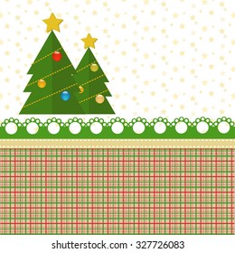 Abstract winter template for Christmas card with cute Christmas tree, Christmas ball, and lace elements