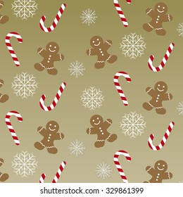 Abstract winter template for Christmas card with cute and funny snowmen. Winter pattern