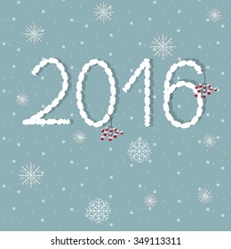 Abstract winter template for Christmas card, Holidays greeting banner for New 2016 Year, snowing background