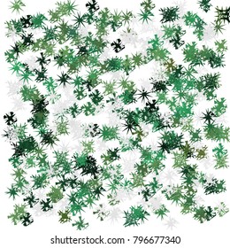 Abstract winter texture. Confetti from particles of different shapes and color on white. Dynamic vector for holiday, celebration decorations, paper packaging, textile design, covers.