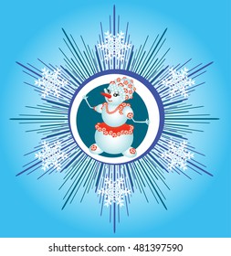 Abstract winter texture with snowman