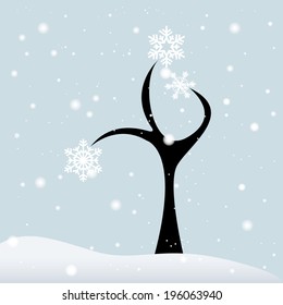 abstract winter tree on a special background