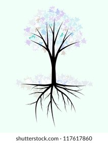 Abstract winter tree with snow