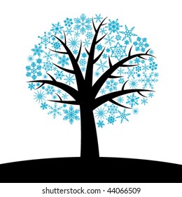 abstract winter tree with snowflakes instead of leaves
