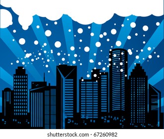 Abstract winter urban background, vector illustration