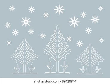 Abstract winter vector background with Christmas tree shapes.