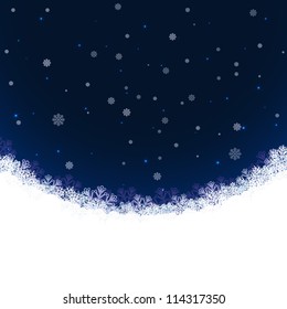 Abstract winter vector background with snowflakes and copy space.