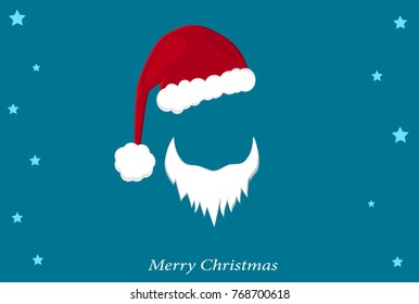 An abstract wintering mask of Santa Claus in a hat with a bubo and a beard. New Year's and Christmas. 
