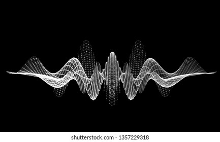 Abstract wire background  communication. Scientific futuristic concept. Equalizer audio wave grid.