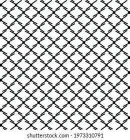 Abstract wire fence. Broken grid pattern. Graphics in black and white.
