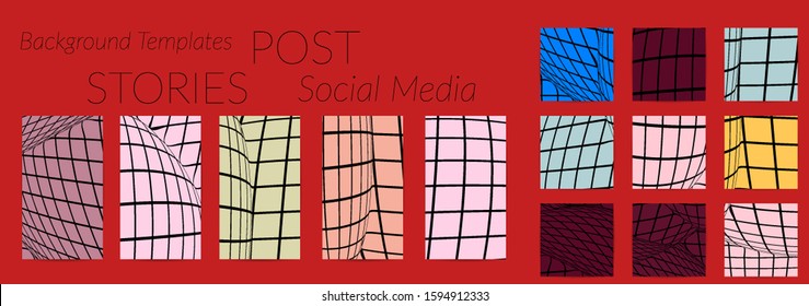 Abstract wire frame with visual distortion effect. Optical art. Warped 3D space. Futuristic vector illustration with grid on flat colored background. Minimal modern design for marketing technology.