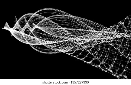 
Abstract wire wiht dots and lines background  communication. Scientific futuristic vector illustration.