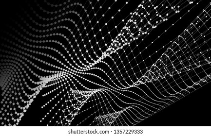Abstract wire wiht dots and lines background  communication. Scientific futuristic vector illustration.