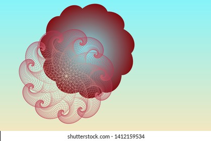 abstract wired aquatic life in a cloud shape eclipse in blue brown shades