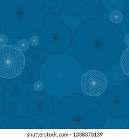 abstract wired bubbles seamless field in deep blue shades