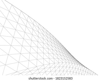 Abstract wired geometric shape 3d