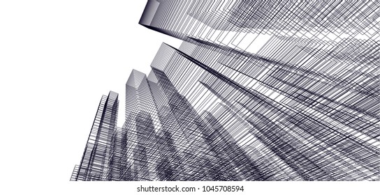 abstract wireframe architecture 3d