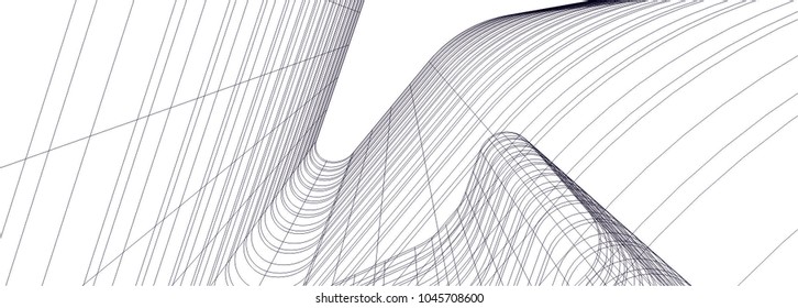 abstract wireframe architecture 3d