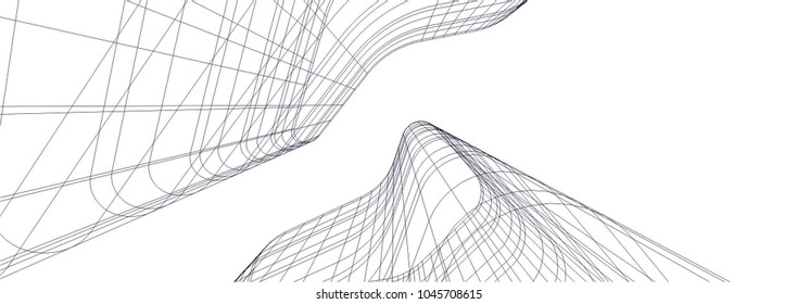 abstract wireframe architecture 3d
