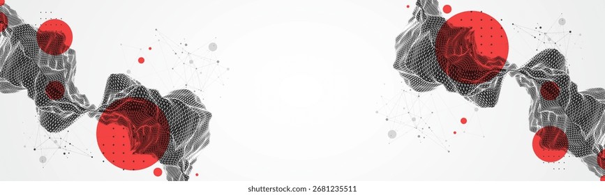 Abstract wireframe art background. Modern science or technology art. Surface illustration. Vector.
