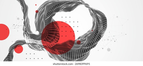 Fondo Abstractas del arte del wireframe. Arte moderno de la ciencia o de la tecnología. Vector.