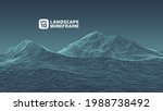 Abstract wireframe background. 3D grid technology illustration landscape. Digital Terrain Cyberspace in the Mountains with valleys. Data Array. Vector Illustration.