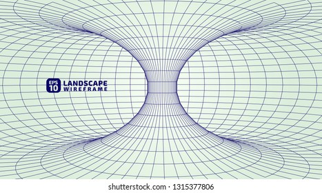 Abstract wireframe background. 3D grid technology illustration landscape. Digital Terrain Cyberspace in the Mountains with valleys | EPS10 Vector.