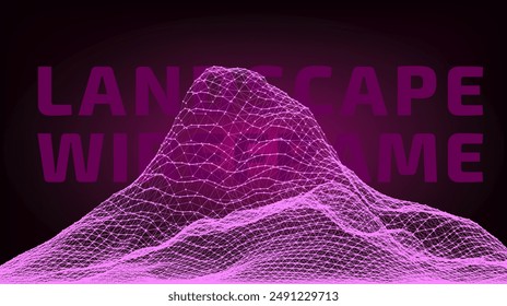 Abstract wireframe background. 3D grid technology illustration landscape. Digital Terrain Cyberspace in the Mountains with valleys. Data Array. | EPS10 Vector.
