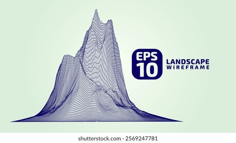Abstract wireframe background. 3D grid technology illustration landscape. Digital Terrain Cyberspace in the Mountains with valleys. Data Array. | EPS10 Vector.