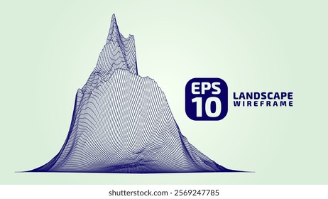 Abstract wireframe background. 3D grid technology illustration landscape. Digital Terrain Cyberspace in the Mountains with valleys. Data Array. | EPS10 Vector.