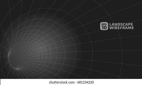 Abstract wireframe background. 3D grid technology illustration landscape. Digital Terrain Cyberspace in the Mountains with valleys | EPS10 Vector.