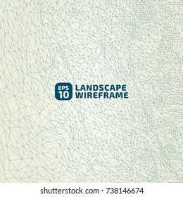 Abstract wireframe background. 3D grid technology illustration landscape. Digital Terrain Cyberspace in the Mountains with valleys. Data Array. | EPS10 Vector.