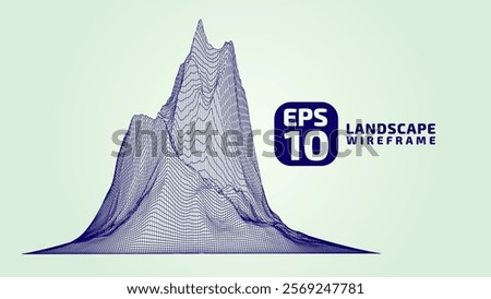 Abstract wireframe background. 3D grid technology illustration landscape. Digital Terrain Cyberspace in the Mountains with valleys. Data Array. | EPS10 Vector.